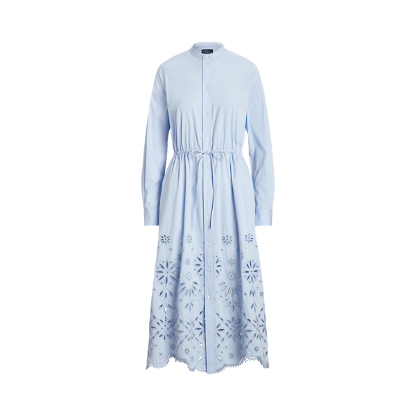 Robe-chemise broderie anglaise en coton
