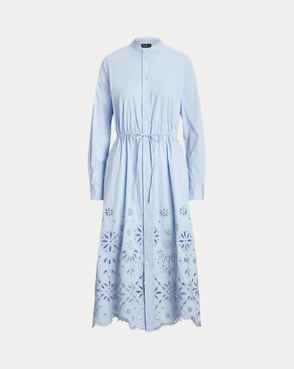 Robe-chemise broderie anglaise en coton