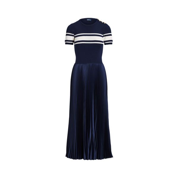 Vestido de malha plissado híbrido
