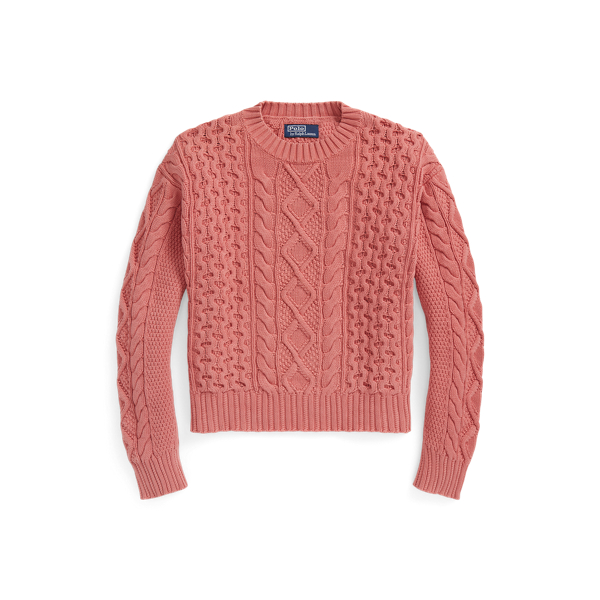 Aran-Knit Cotton Crewneck Jumper for Women | Ralph Lauren® BR