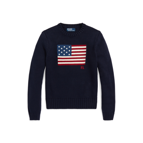 Pull drapeau à col rond en coton pour Women | Ralph Lauren® FR