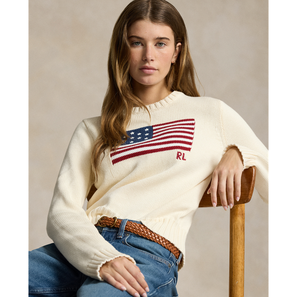 Flag Cotton Crewneck Sweater