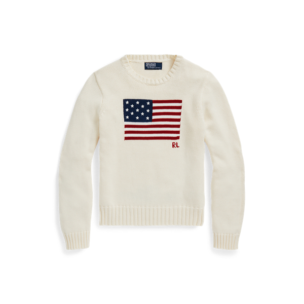 Pull drapeau à col rond en coton pour Women | Ralph Lauren® FR
