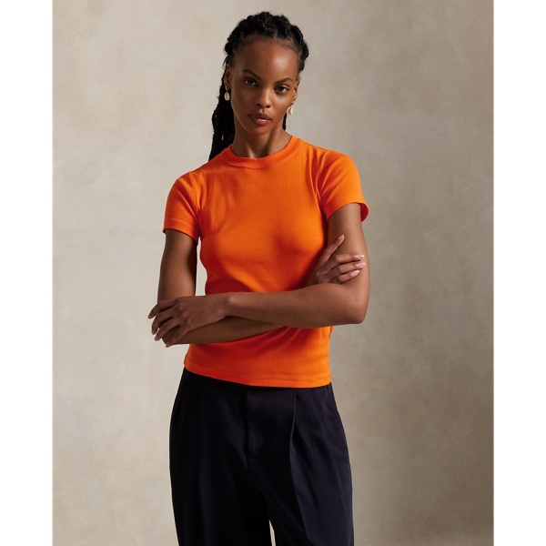 This crewneck tee is made with soft cotton in an allover rib-knit construction and cut for a Slim Fit-our trimmest silhouette.