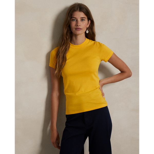 This crewneck tee is made with soft cotton in an allover rib-knit construction and cut for a Slim Fit-our trimmest silhouette.