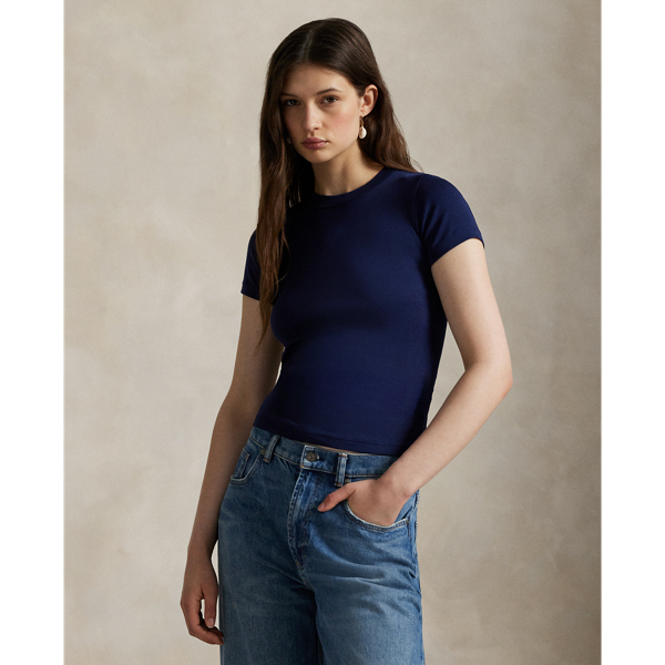 This crewneck tee is made with soft cotton in an allover rib-knit construction and cut for a Slim Fit-our trimmest silhouette.