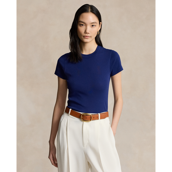 This crewneck tee is made with soft cotton in an allover rib-knit construction and cut for a Slim Fit-our trimmest silhouette.