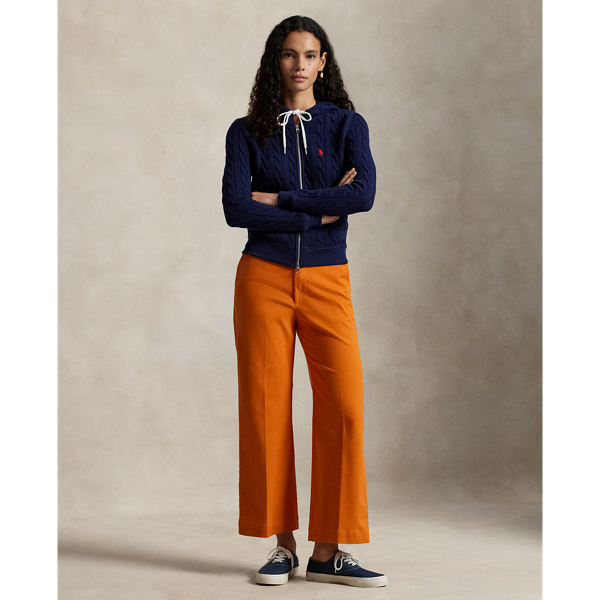 Cut in a wide-leg, cropped silhouette, these lightweight stretch-cotton twill trousers feature creases along the front and back leg.