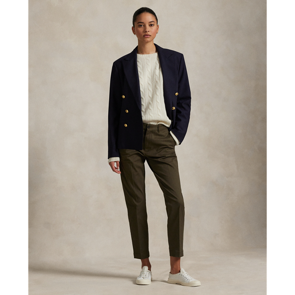 Cut for a slightly cropped, slim fit, these lightweight chino trousers are made with stretch-blend cotton twill and tailored with crisp creases along the front and back of each leg.