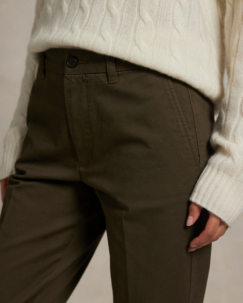 Cut for a slightly cropped, slim fit, these lightweight chino trousers are made with stretch-blend cotton twill and tailored with crisp creases along the front and back of each leg.