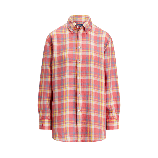 Chemise écossaise ample en lin