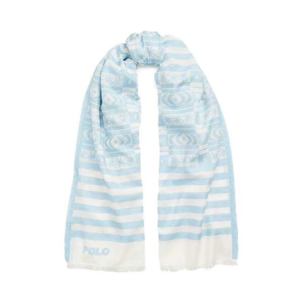 Geo-Motif Striped Oblong Scarf