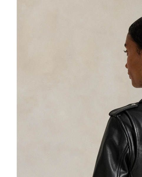 Made with full-grain, supple sheepskin, this luxurious iteration of Polo's moto jacket channels a downtown vibe and free-spirited style.