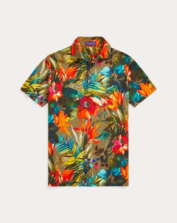 Custom Slim Floral Jersey Polo Shirt