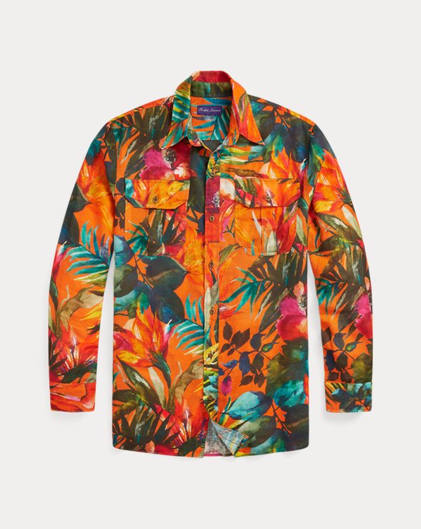 Camisa em linho com padrão floral