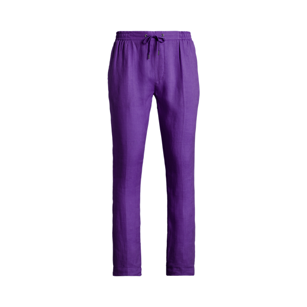 Pantalon texturé en dobby de lin