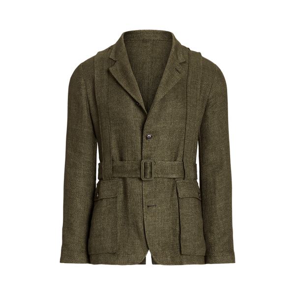 Hand-Tailored Linen Belted Suit Jacket