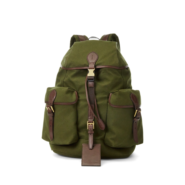 Leather-Trim Canvas Backpack