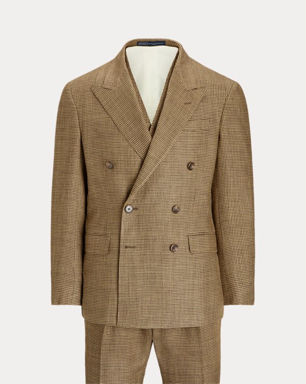 Polo Houndstooth Silk-Linen 3-Piece Suit