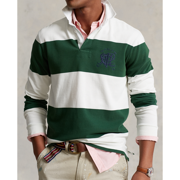 Classic Fit Crest Striped Rugby Shirt