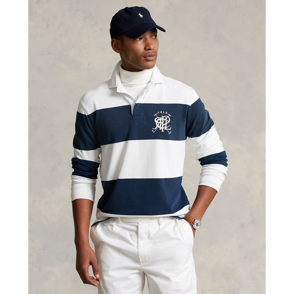 Classic Fit Crest Striped Rugby Shirt