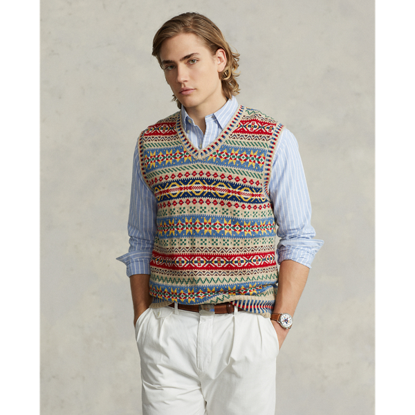 Fair Isle Cotton-Linen Sweater Vest
