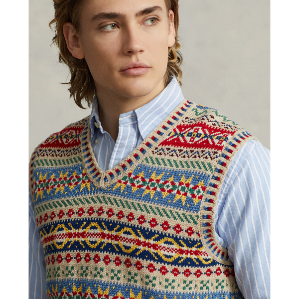 Fair Isle Cotton-Linen Sweater Vest