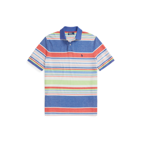 Classic Fit Striped Mesh Polo Shirt