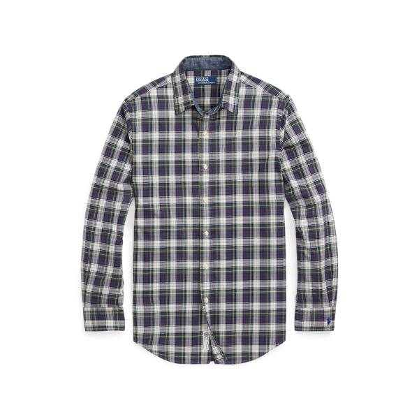 Chemise écossaise en popeline délavée