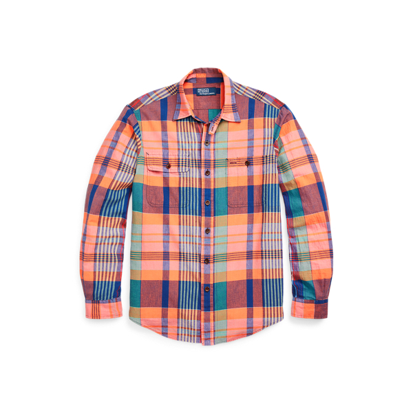 Camisa de trabalho de madras de ajuste clássico
