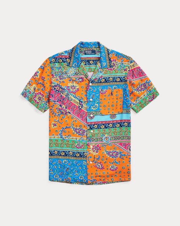 Classic fit overhemd met patchworkprint