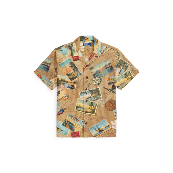 Classic Fit Postcard-Print Chino Shirt