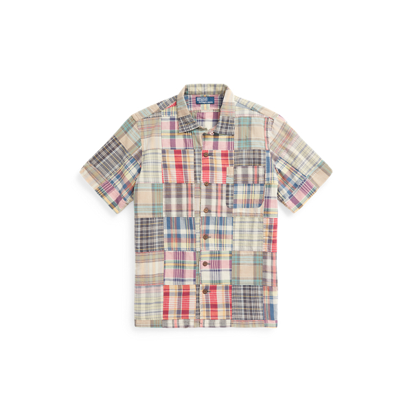 Classic Fit Patchwork Madras Camp Shirt