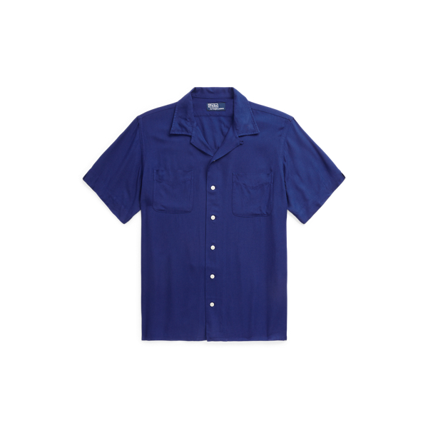 Camisa de acampamento de gabardina com estampa de ajuste clássico