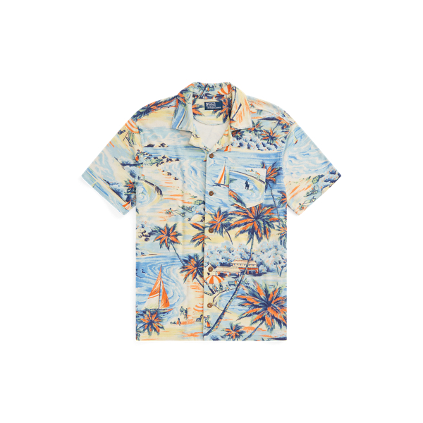 Custom Slim Tropical-Print Terry Shirt