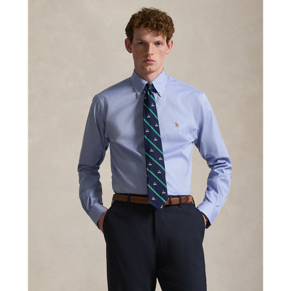 Mercerised cotton and a trim shape put a fresh spin on our iconic pinpoint oxford shirt, while its wrinkle-resistant finish ensures easy care.