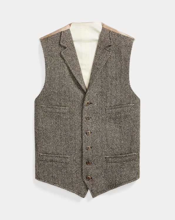 Wool Herringbone Tweed Waistcoat