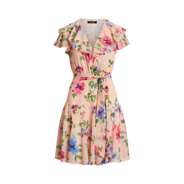 Vestido georgette enrugado floral