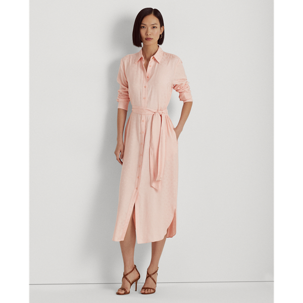 Lauren Belted Logo Jacquard Shirtdress 1