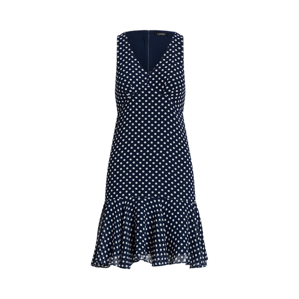 Vestido sem mangas chiffon às bolinhas