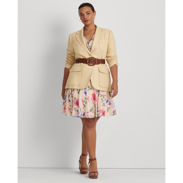 Lauren Woman Linnen blazer met visgraatmotief 3