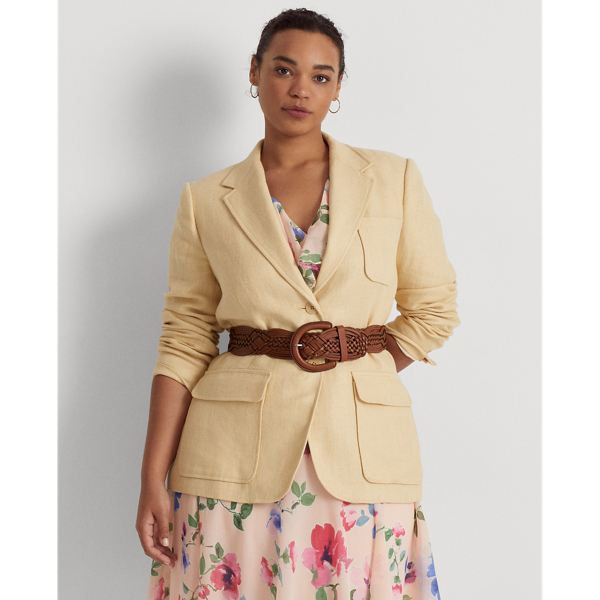 Lauren Woman Linnen blazer met visgraatmotief 1