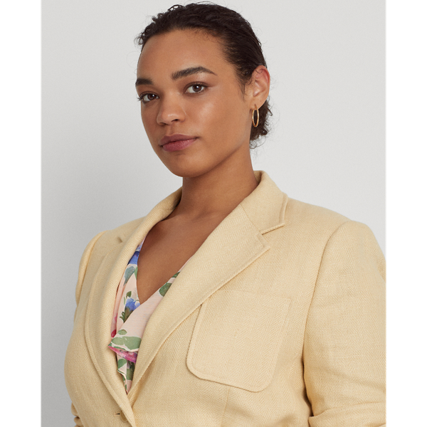 Lauren Woman Linnen blazer met visgraatmotief 5