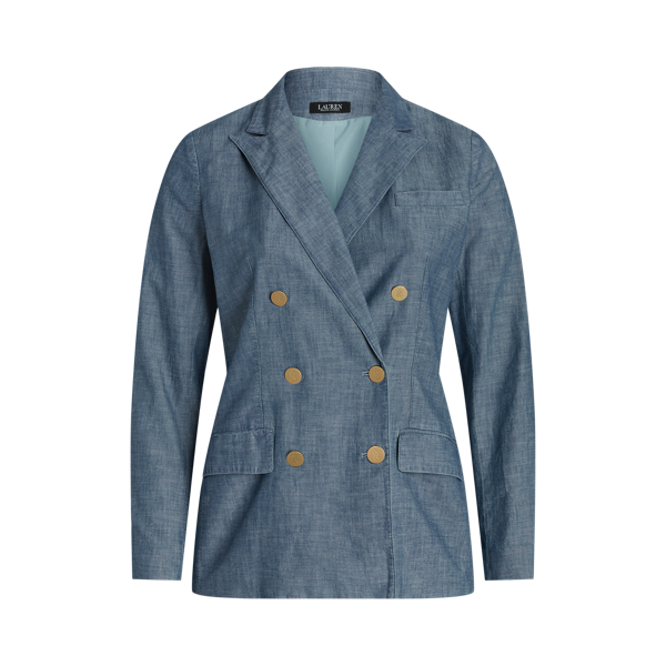 Blazer de chambray de botões duplos