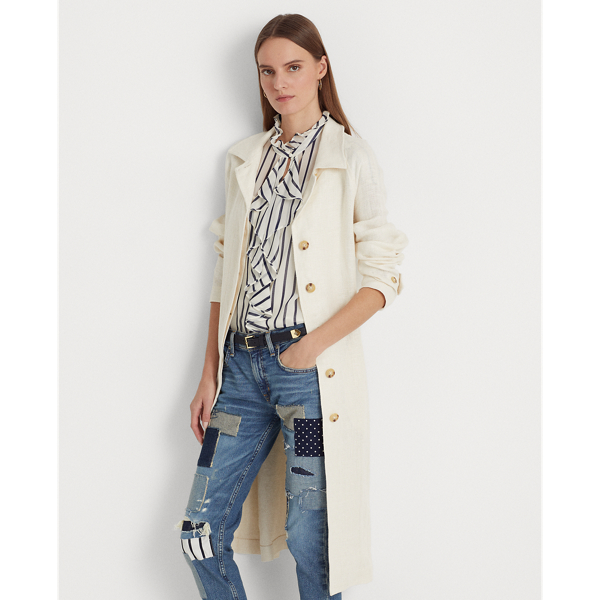 Belted Herringbone Linen Trench Coat for Women Ralph Lauren® IN