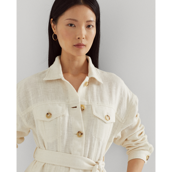 Belted Herringbone Linen Shirt Jacket for Women | Ralph LaurenÂ® CV