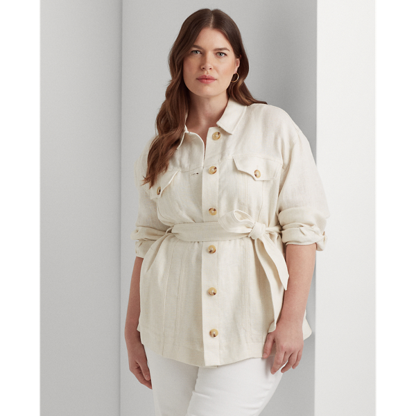 Belted Herringbone Linen Shirt Jacket for Women Ralph Lauren® AE