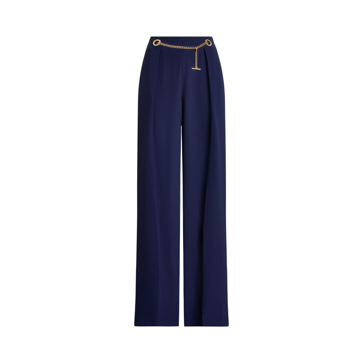 Pleated Georgette Belted Wide-Leg Pant