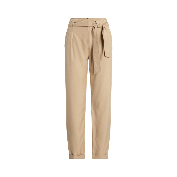Belted Twill Cropped Trouser