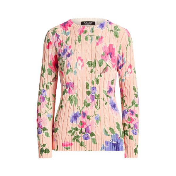Pull à motif fleuri en coton torsadé